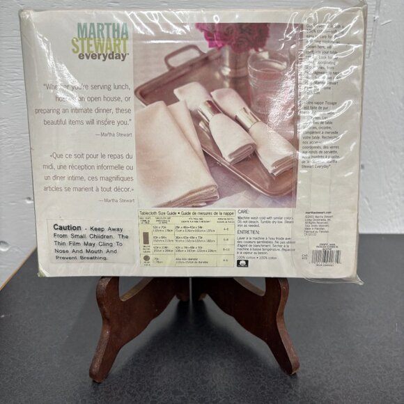 Martha Stewart Everyday VTG Cotton Tablecloth Solid Check Bone NOS Unopened - Picture 3 of 8